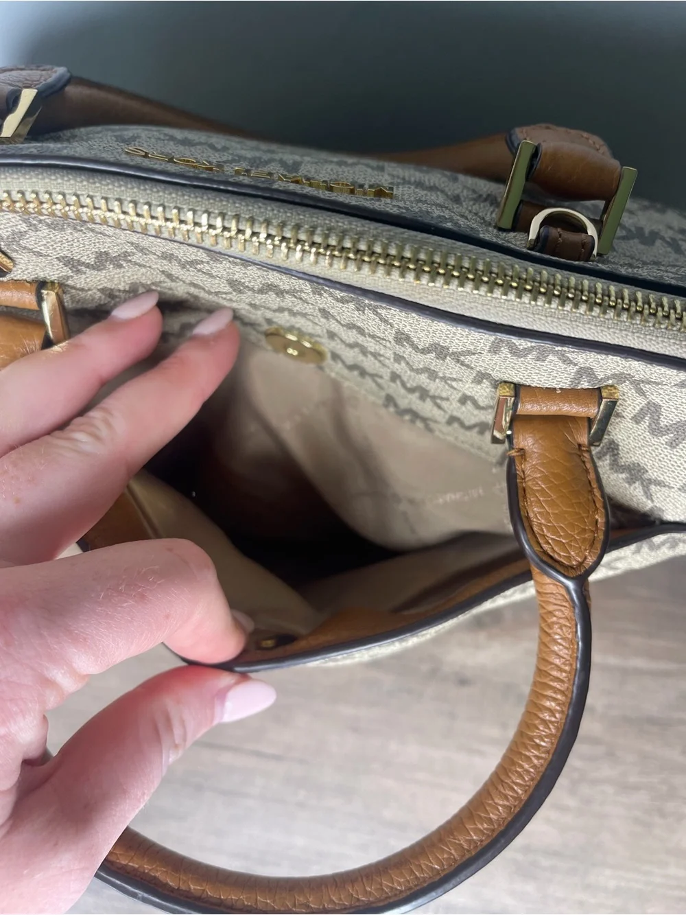 Michael Kors Nolita Brown Logo Satchel Handbag purse